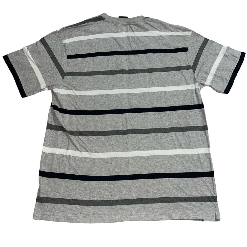 akademiks Mens T Shirt Top Short Sleeve Striped Gray Black White V Neck 3XL - Picture 6 of 10